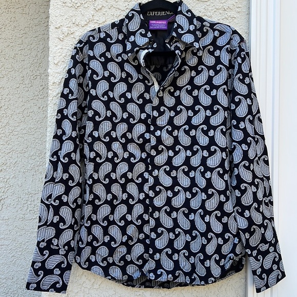 Jimi Hendrix Experience Black Silver Paisley Button up Shirt Men's Size S - Picture 1 of 10